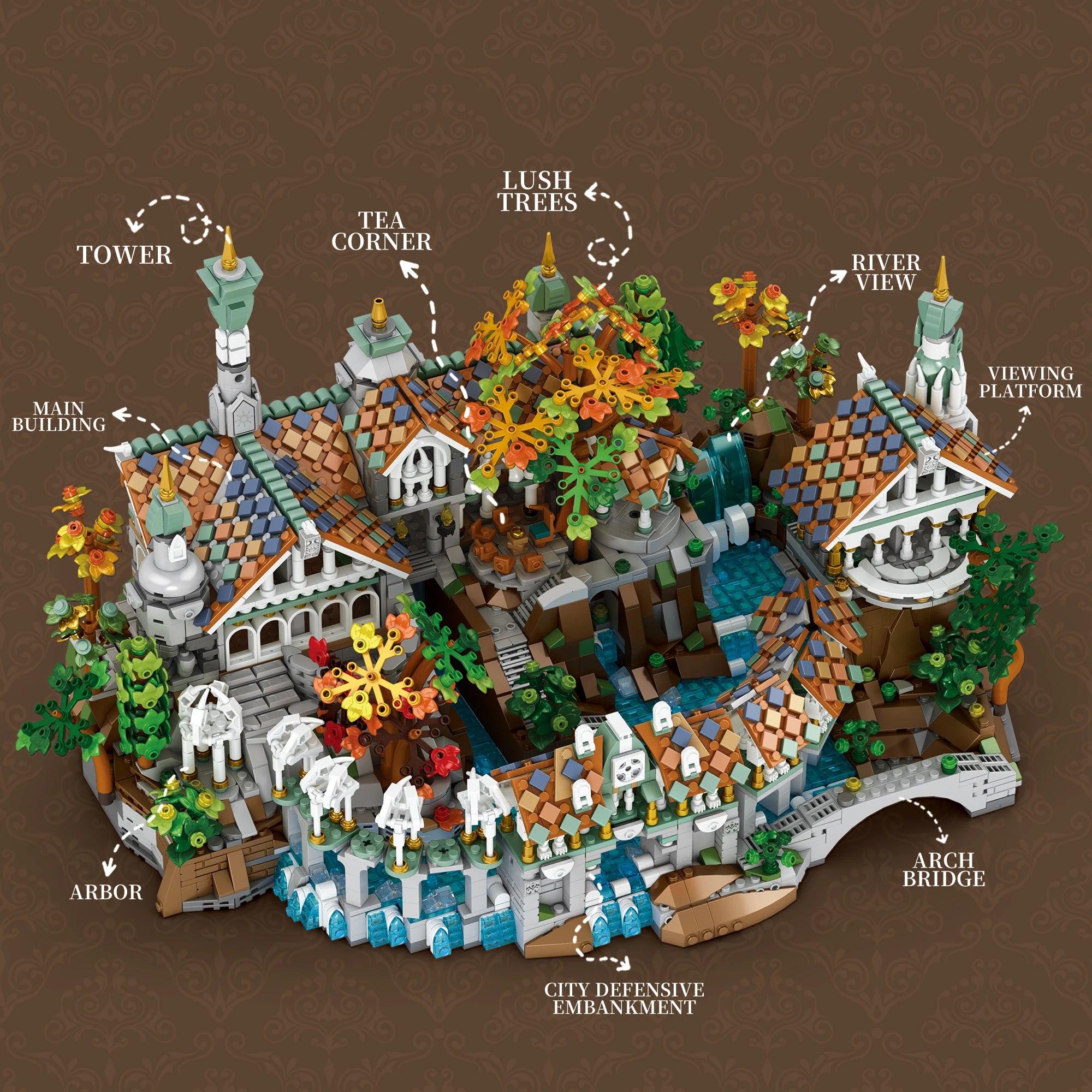 4406PCS MOC Movie Rings Rivendell Medieval Castle Building Blocks