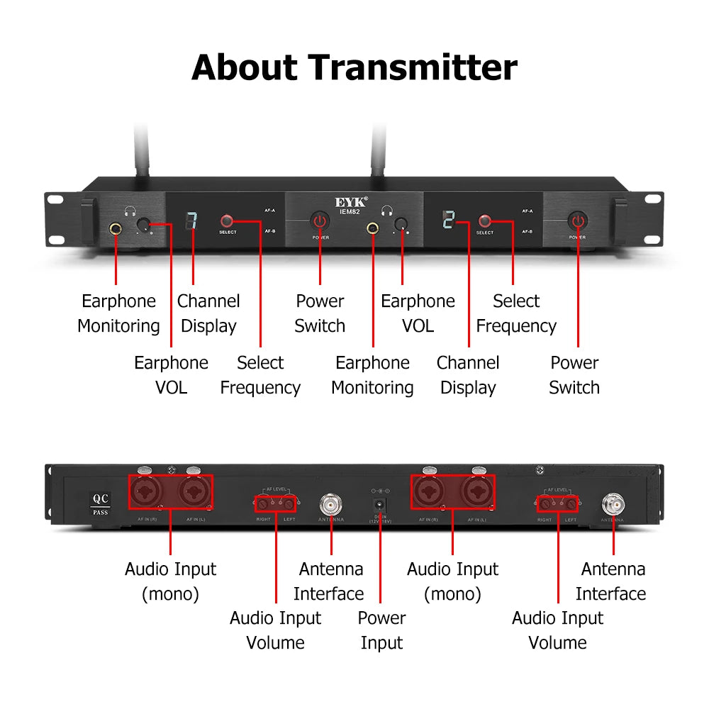 EYK IEM82 UHF Wireless In Ear Monitor System